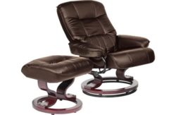 Collection - Santos - Leather Eff - Recliner Chair/Footstool -Choc